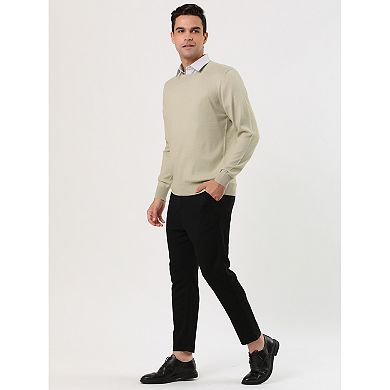 Men's Casual Round Neck Long Sleeves Solid Color Knitted Pullover Sweater