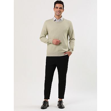 Men's Casual Round Neck Long Sleeves Solid Color Knitted Pullover Sweater