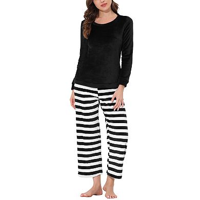 Women's Sleepwear Lounge Long Sleeve Nightwear Warm Flannel Pajama Set