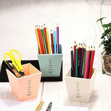Pen Cup Holder Plastic Pencil Stand Stationery Organizer for Office
