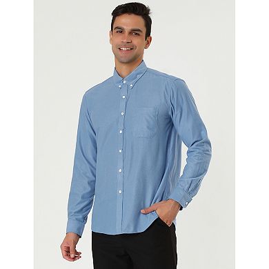 Men's Regular Fit Long Sleeve Button Down Corduroy Shirts with Pockets