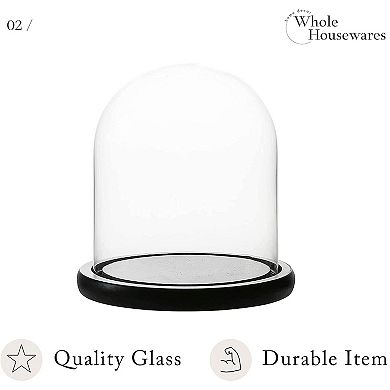 Glass Dome Or Tabletop Centerpiece With Wooden Base For Candles