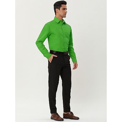 Men's Dress Shirt Regular Fit Long Sleeves Button Down Solid Shirt
