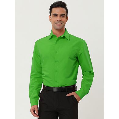 Men's Dress Shirt Regular Fit Long Sleeves Button Down Solid Shirt