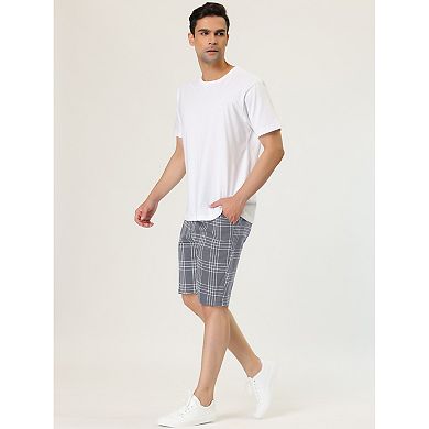 Men's Summer Plaid Shorts Regular Fit Business Chino Short Pants
