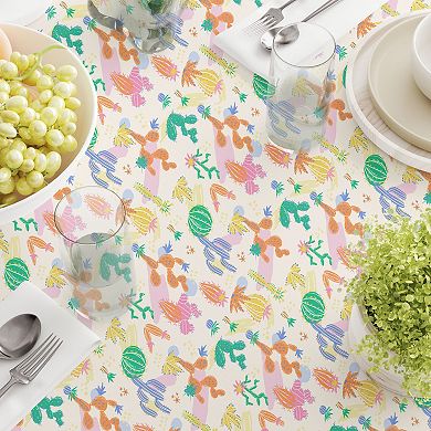 Square Tablecloth, 100% Cotton, 60x60", Bright Desert Pattern