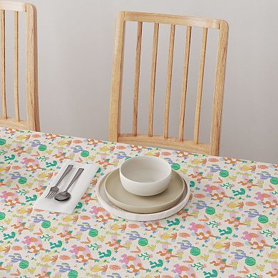 Square Tablecloth, 100% Cotton, 60x60", Bright Desert Pattern