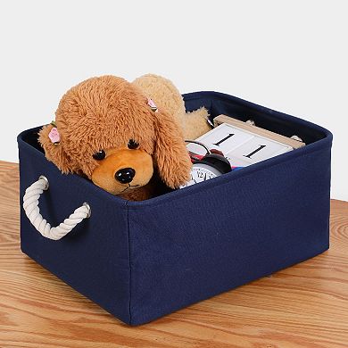 Foldable Storage Basket, Fabric Collapsible Clothes Box with Handles L
