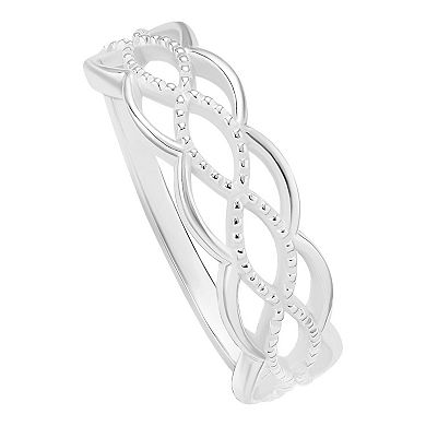 PRIMROSE Sterling Silver Beaded Rope Band Ring