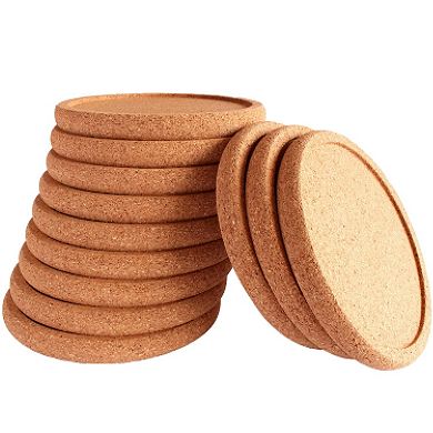 Natural Cork Coasters For Drinks, Absorbent With Metal Holder