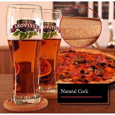 Natural Cork Coasters For Drinks, Absorbent With Metal Holder