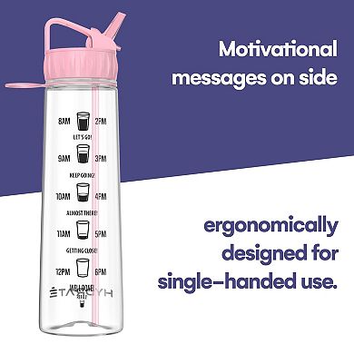 Motivational Water Bottle With Straw And Time Markings, Bpa Free, Drop Proof Sports Bottle