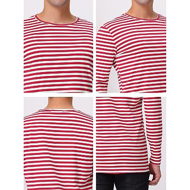 Men's Striped T-shirt Long Sleeves Crew Neck Stripe Basic Tops