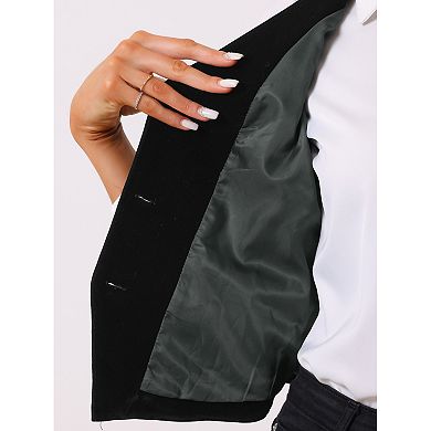 Women's Velvet Business Sleeveless Single Breasted Steampunk Suits Vest