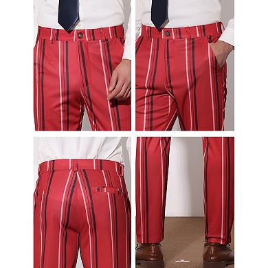 Men's Striped Slim Fit Contrast Color Drawstring Dress Pants