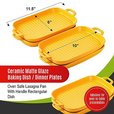 Porcelain Serving Platters With Handle And Matte Glaze Baking Dish, Oven Safe