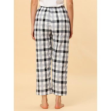 Women's Lounge Buttoms Elastic Waist Sleepwear Plaid Pajamas Pants