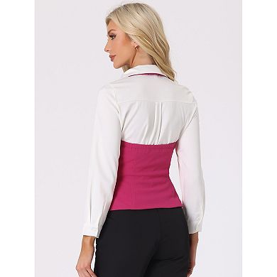 Women's Halter Neck Sleeveless Button Down Dressy Suit Waistcoat Vest