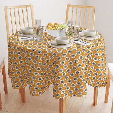 Round Tablecloth, 100% Cotton, 60 Round", Apricot Flowers