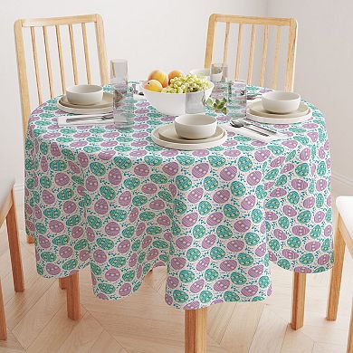 Round Tablecloth, 100% Cotton, 60 Round", Daisy Doodle Easter Eggs