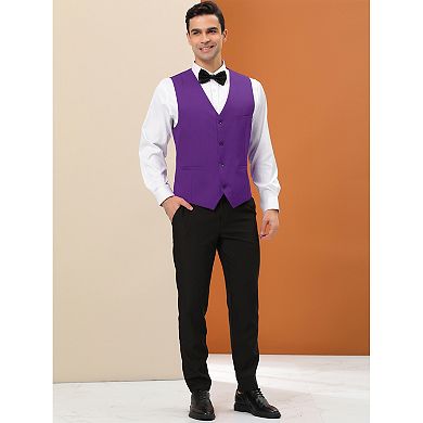 Men's Formal Vest V Neck Business Dress Suit Waistcoat With Pockets