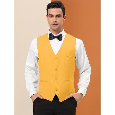Men's Formal Vest V Neck Business Dress Suit Waistcoat With Pockets