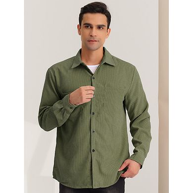 Men's Corduroy Shirt Button Down Regular Fit Long Sleeves Shirts