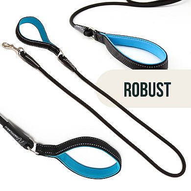 Robust Rope Dog Leash with Padded Handle and Reflective Hand Loop - 5 ft.