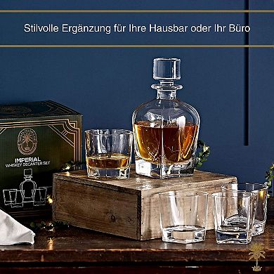 Crystal Whiskey Decanter Set with Glasses Comes In Gift Box and with Alcohol Glass Polishing Cloth