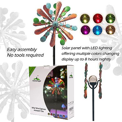 LED Solar Wind Spinner with Kinetic Wind Spinner for Outdoor Spaces