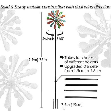 LED Solar Wind Spinner with Kinetic Wind Spinner for Outdoor Spaces