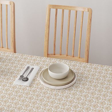 Square Tablecloth, 100% Cotton, 60x60", Elegant Golden Design