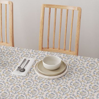 Square Tablecloth, 100% Cotton, 60x60", Elegant Floral Circles