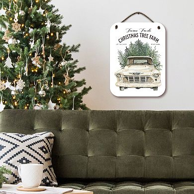 COURTSIDE MARKET Christmas Classic Car Hanging Sign Wall Art
