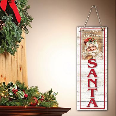 Courtside Market Welcome Santa Hanging Wall Sign