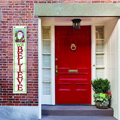 Courtside Market Cheery Santa "We Believe" Hanging Wall Sign