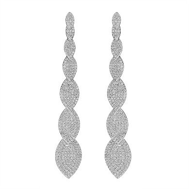 Judy Crowell Sterling Silver Graduated Marquis CZ Drop Earrings
