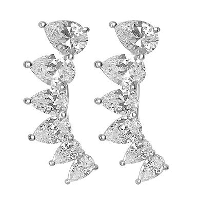 Judy Crowell Sterling Silver Graduated CZ Crawler Earrings