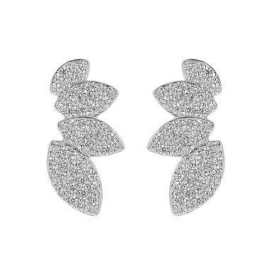 Judy Crowell Sterling Silver Graduated Marquis CZ Crawler Earrings