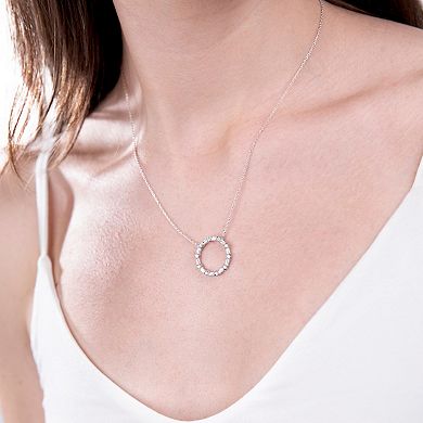 Judy Crowell Sterling Silver Open Circle CZ Necklace