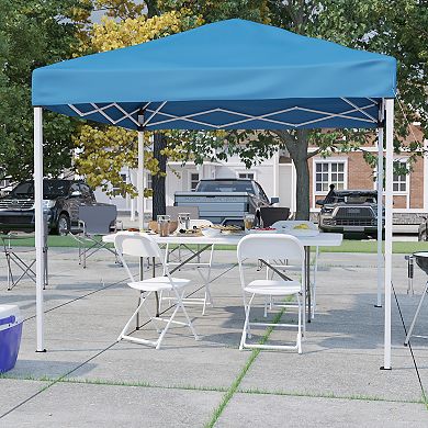 Emma and Oliver Outdoor Event/Tailgate Set with Pop Up Event Canopy with Carry Bag, Bi-Fold Table and 4 Folding Chairs