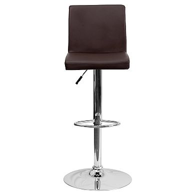 Emma and Oliver 2 Pack Contemporary Vinyl Adjustable Height Barstool with Panel Back and Chrome Base