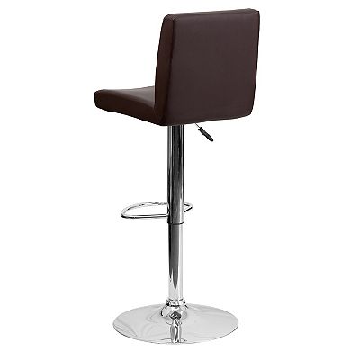 Emma and Oliver 2 Pack Contemporary Vinyl Adjustable Height Barstool with Panel Back and Chrome Base