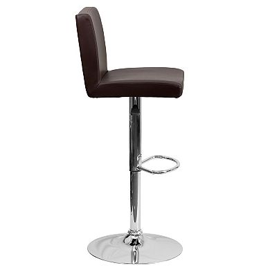 Emma and Oliver 2 Pack Contemporary Vinyl Adjustable Height Barstool with Panel Back and Chrome Base