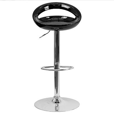 Emma And Oliver 2 Pack Contemporary Plastic Adjustable Height Barstool With Rounded Back
