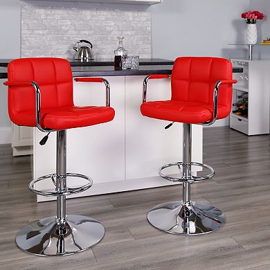 Emma And Oliver Adjustable Bar Stools Set Of 2 counter Height Barstools With Back And Armrest