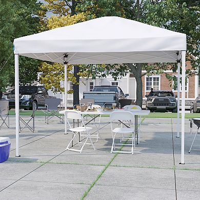 Emma and Oliver Outdoor Event/Tailgate Set with Pop Up Event Canopy with Carry Bag, Bi-Fold Table and 4 Folding Chairs
