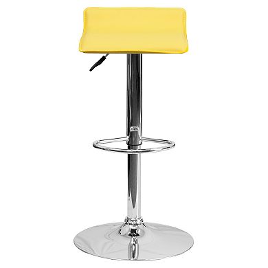 Emma and Oliver 2 Pack Contemporary Vinyl Adjustable Height Barstool with Solid Wave Seat and Chrome Base