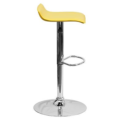 Emma and Oliver 2 Pack Contemporary Vinyl Adjustable Height Barstool with Solid Wave Seat and Chrome Base