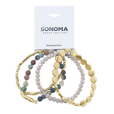 Sonoma Goods For Life® Gold Tone Faux Stone Beaded 4-Pack Stretch Bracelets Set